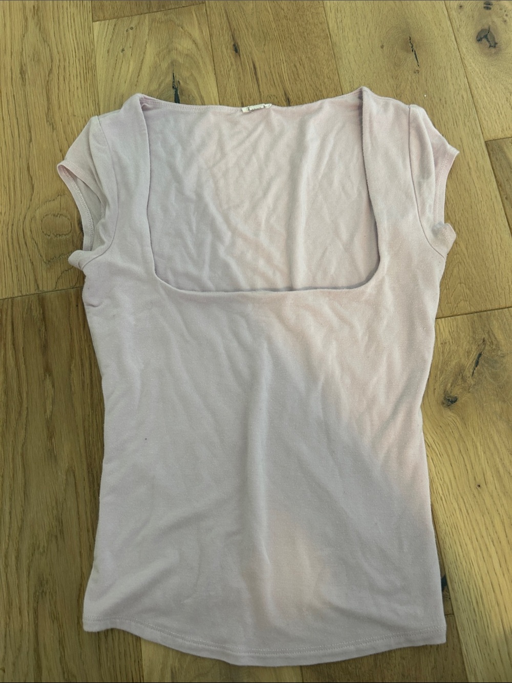 Garage Women's Square Neck Short Sleeve Top - Light Pink